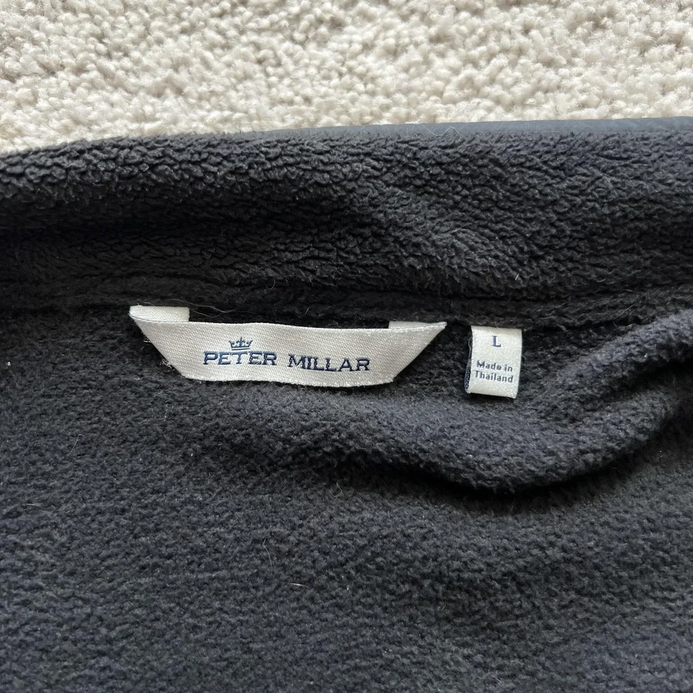 Peter Millar Micro Shearling Fleece Jacket Mens L Black Full Zip Golf Layer